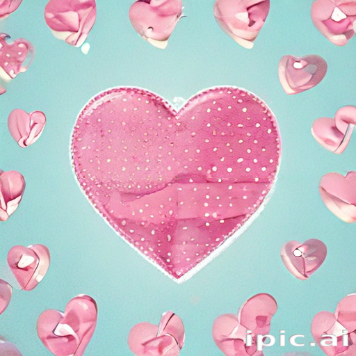 Whimsical Pink Hearts Floating on a Soft Blue Background of Love