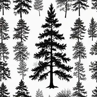 black and white pine tree clipart