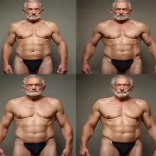 shirtless old men