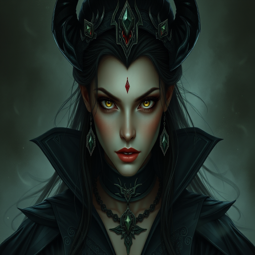 female dreamlike villain, dark aspect