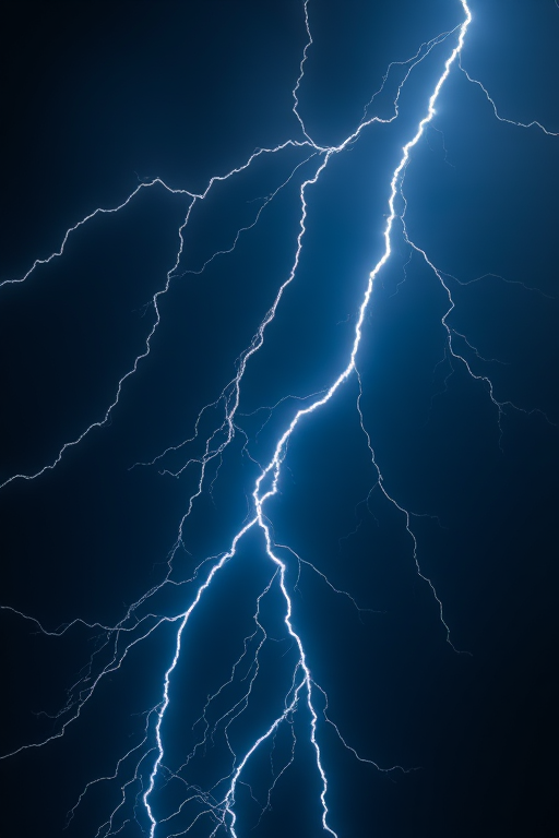 high-resolution lightning bolts on a dark background, sharp focus, ISO 100, aperture f/8, shutter speed 1/200s, DSLR camera, macro view, high dynamic range imaging