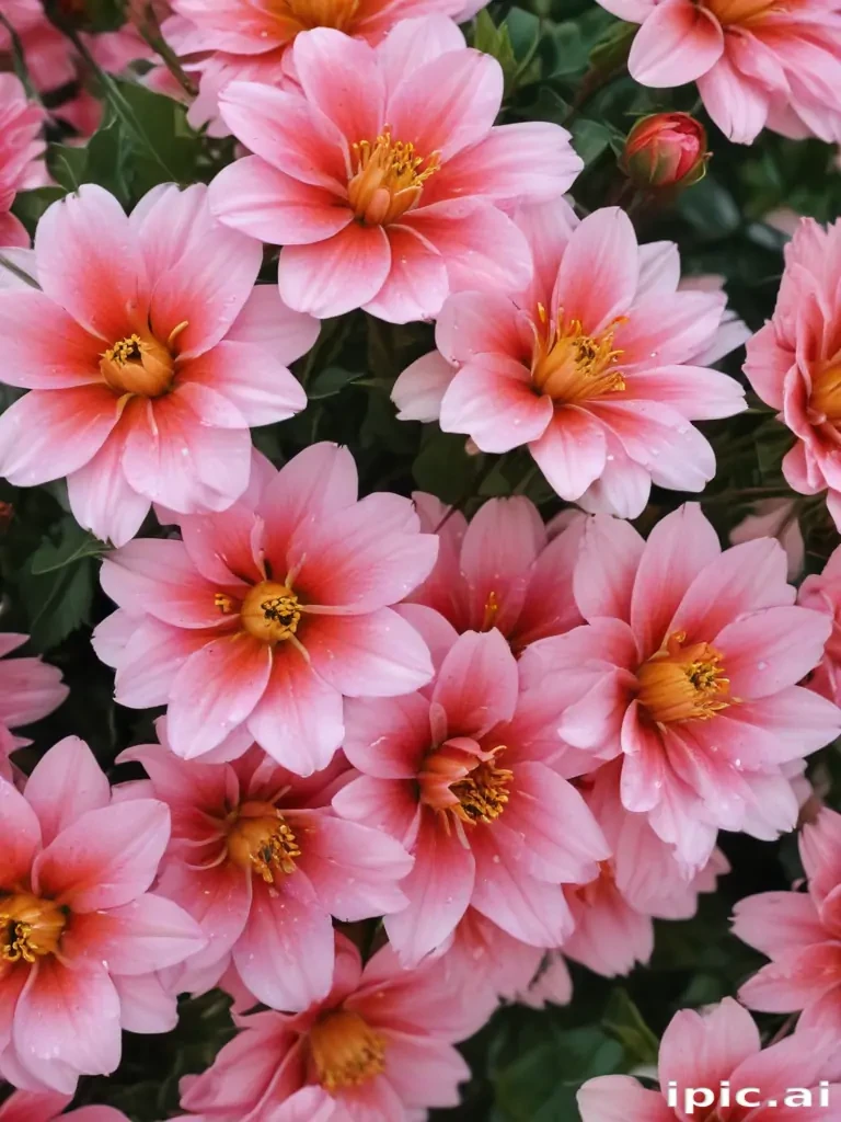 Vibrant Pink Flowers Blooming Together in a Lush Garden Setting