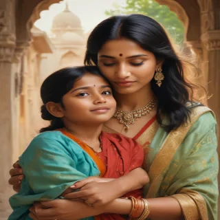 indian son with mom