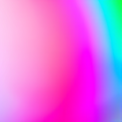 Create a vibrant, colorful abstract gradient image with smooth transitions between bright shades of pink, blue, and green, captured using a Canon EOS R5 with a 50mm f/1.2 lens, ISO 100, f/2.8, 1/125s, in a soft focus style from a close-up perspective.