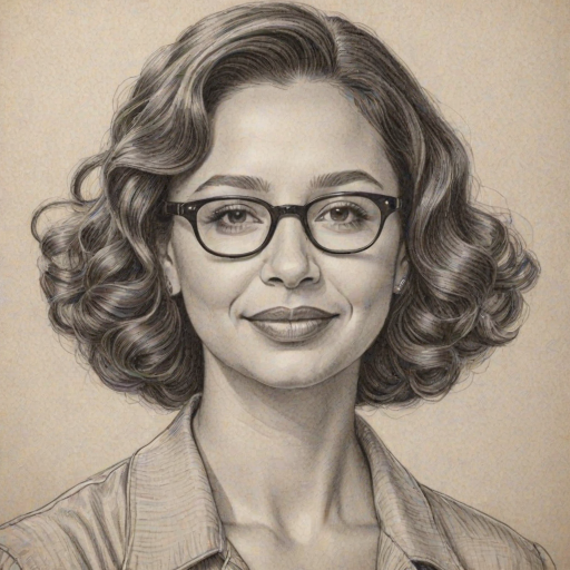 Enticing Maya Rudolph, pencil sketch, portrait of Appealing woman 1936s in glasses, hair style beatnik, outline, clear lines, fine lines, 8k