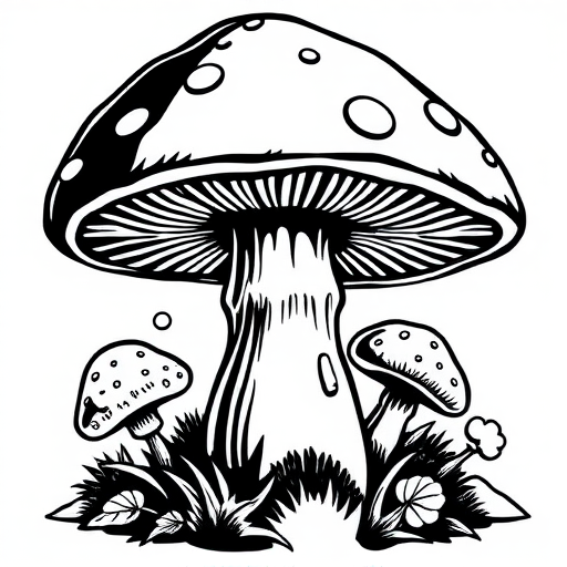 mushroom clip art black and white