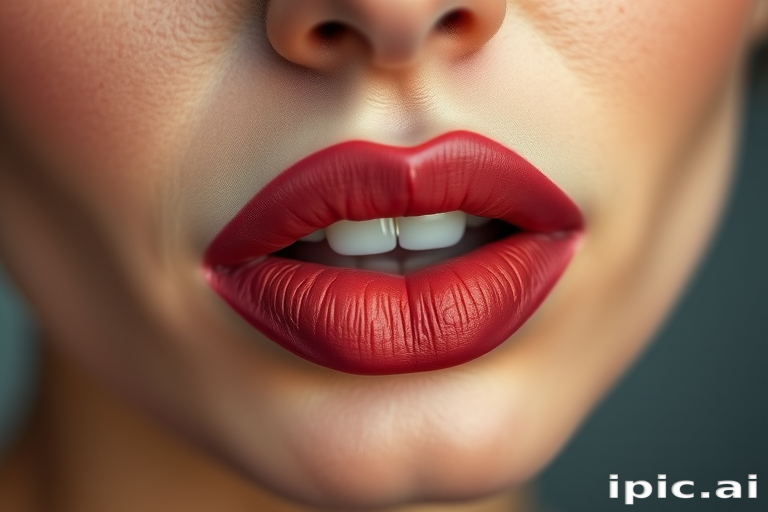 Dusty rose woman lips with velvet matte finish, creating a sophisticated and understated elegance