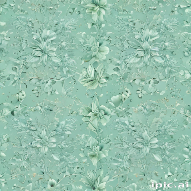 Elegant Floral Pattern with Soft Mint Green Background and Delicate Details