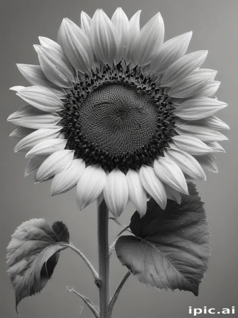 clip art sunflower black and white