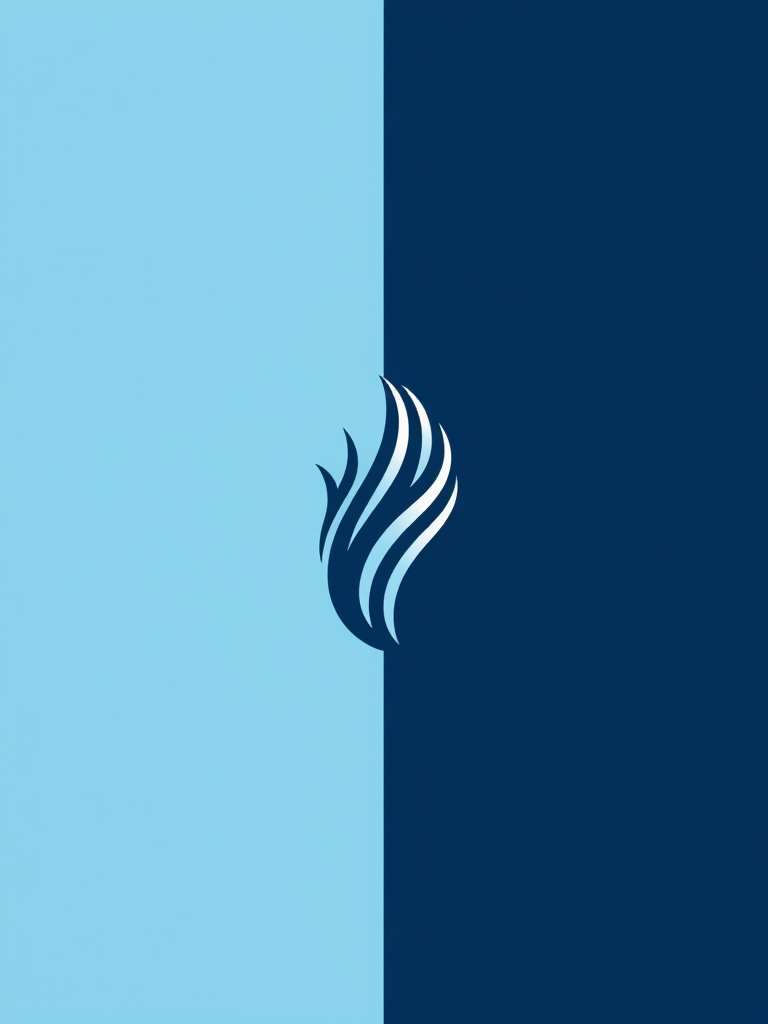 create a minimalist logo featuring a stylized hair follicle on a split background of light blue and dark blue, use a high-resolution digital art style, camera settings at f/8 aperture, ISO 100, 1/125s shutter speed, shot from a straight-on view using a digital camera type.