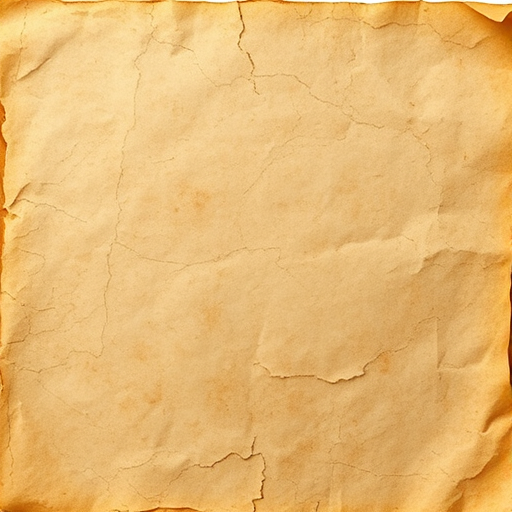 Generate a high-resolution image of aged parchment paper with a textured surface, using a DSLR camera at f/4 aperture, ISO 200, 50mm lens, top-down view, natural lighting to enhance warm tones and details in the paper.