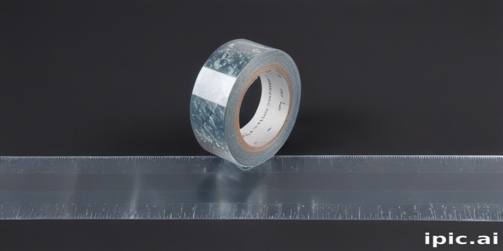 Clear Adhesive Tape on a Metal Ruler Against a Dark Background