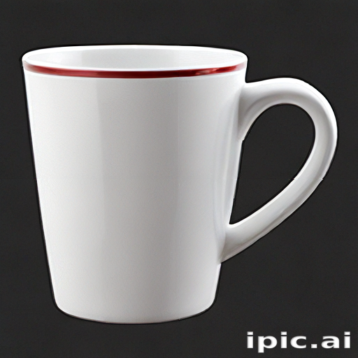 Mug Rim Design Elegant White Coffee Mug with a Subtle Red Rim Design