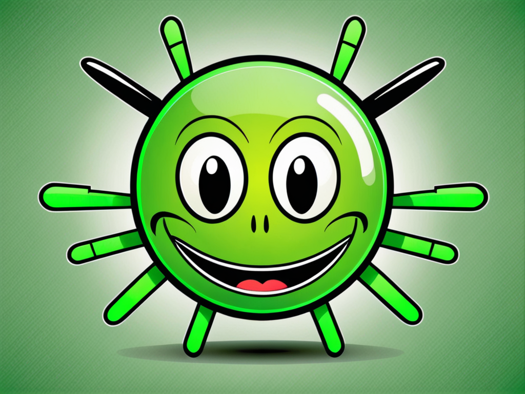a green alien smiley face with antennas in a comic style and transparent background