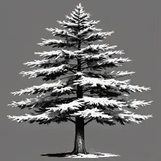 pine tree clipart black and white