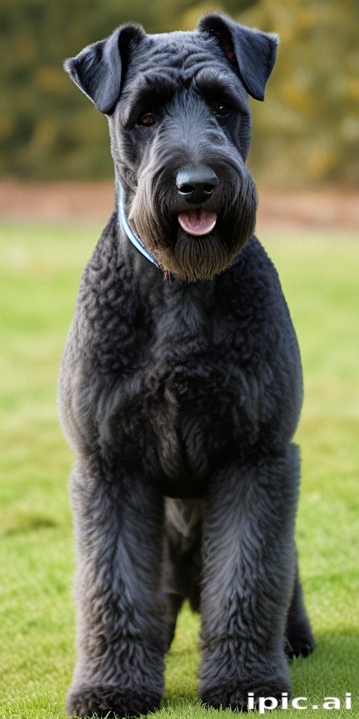 A Majestic Black Dog Standing Proudly in a Lush Green Field