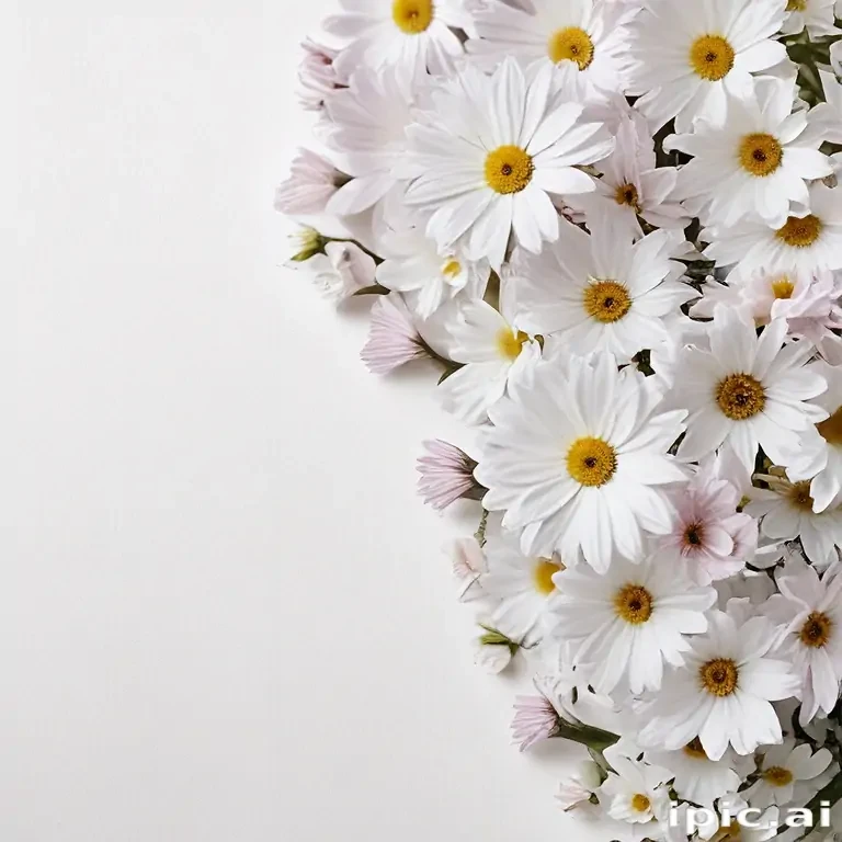 white background with flowers