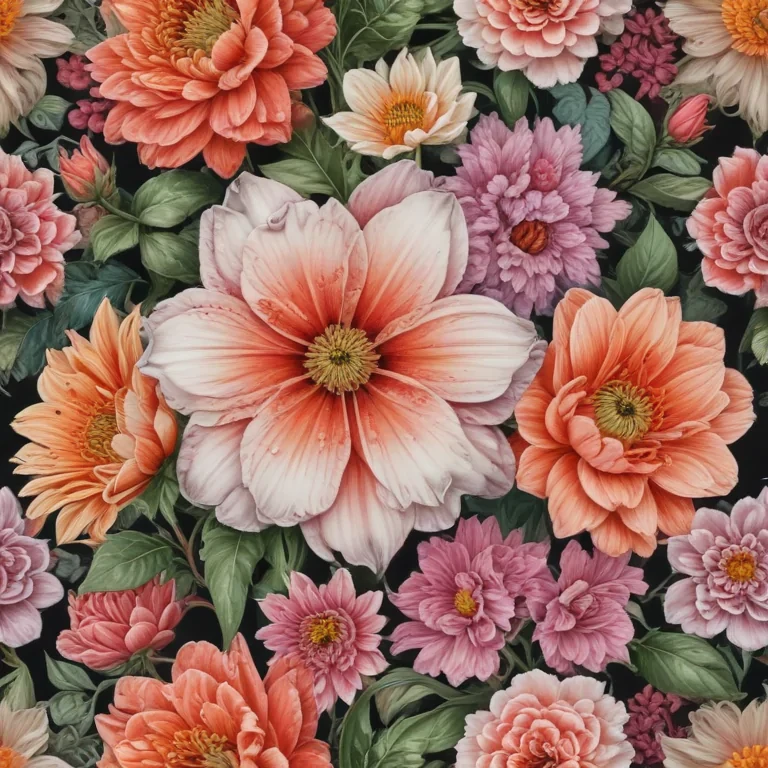 flower drawing images with colour