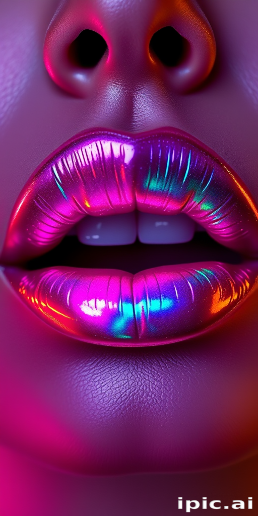 Innovative "Holographic Prism" lip topper creates a stunning rainbow effect on lips, with light-diffracting pigments for an eye-catching, futuristic appearance