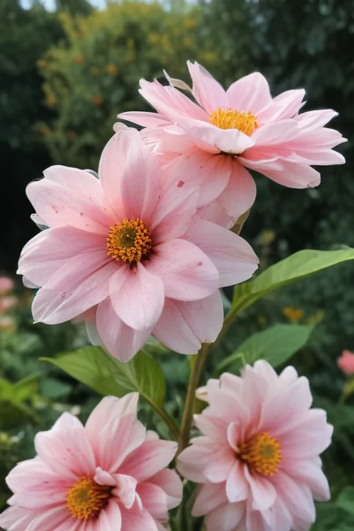 Delicate Pink Flowers Blooming Vibrantly in a Lush Green Garden Setting