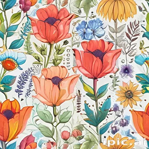 color drawing flowers