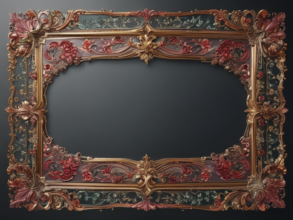 Ornate Decorative Picture Frame Adorned with Intricate Floral Designs ...
