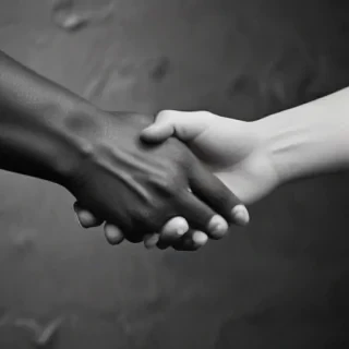 handshake black and white