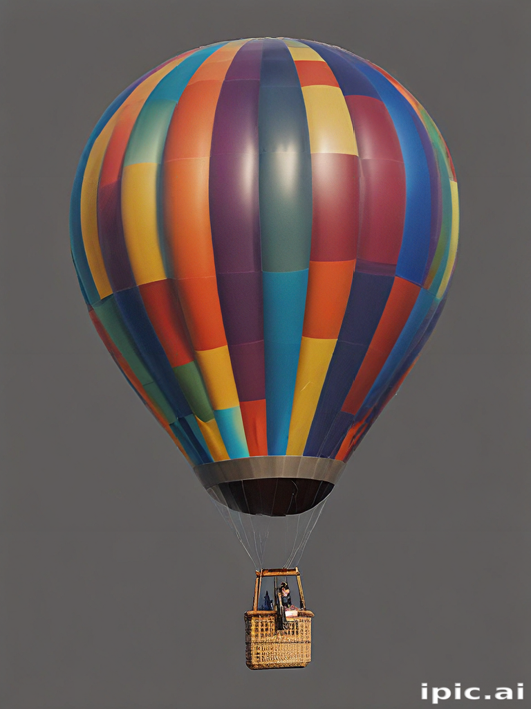 Vibrant Hot Air Balloon Soaring High Against a Clear Blue Sky
