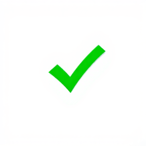 Generate a high-resolution image of a green check mark on a plain white background, using a 50mm lens, aperture f/2.8, ISO 100, shot from a straight-on view with a DSLR camera.
