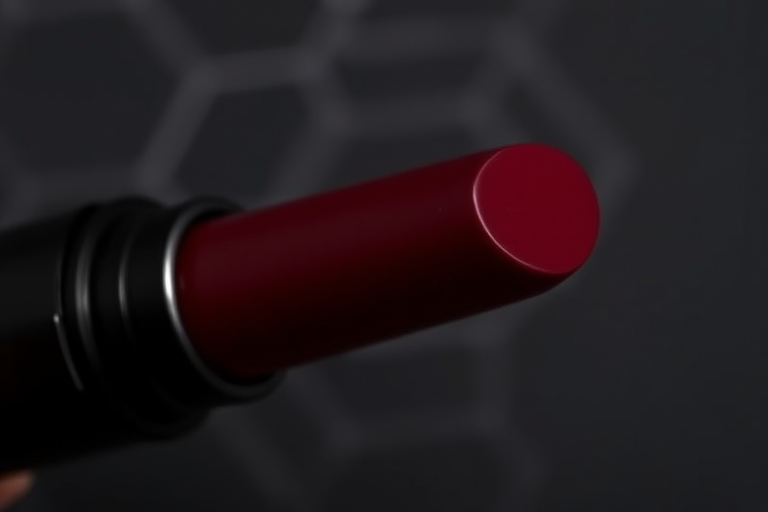 Matte burgundy "Velvet Noir" lipstick with a long-lasting formula, offering intense pigmentation and a smooth application, ideal for sophisticated evening events