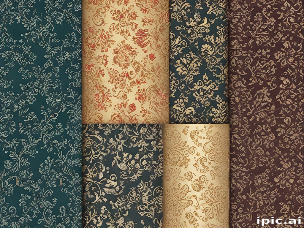 Elegant Floral Patterns in Rich Colors and Intricate Designs for Textiles.
