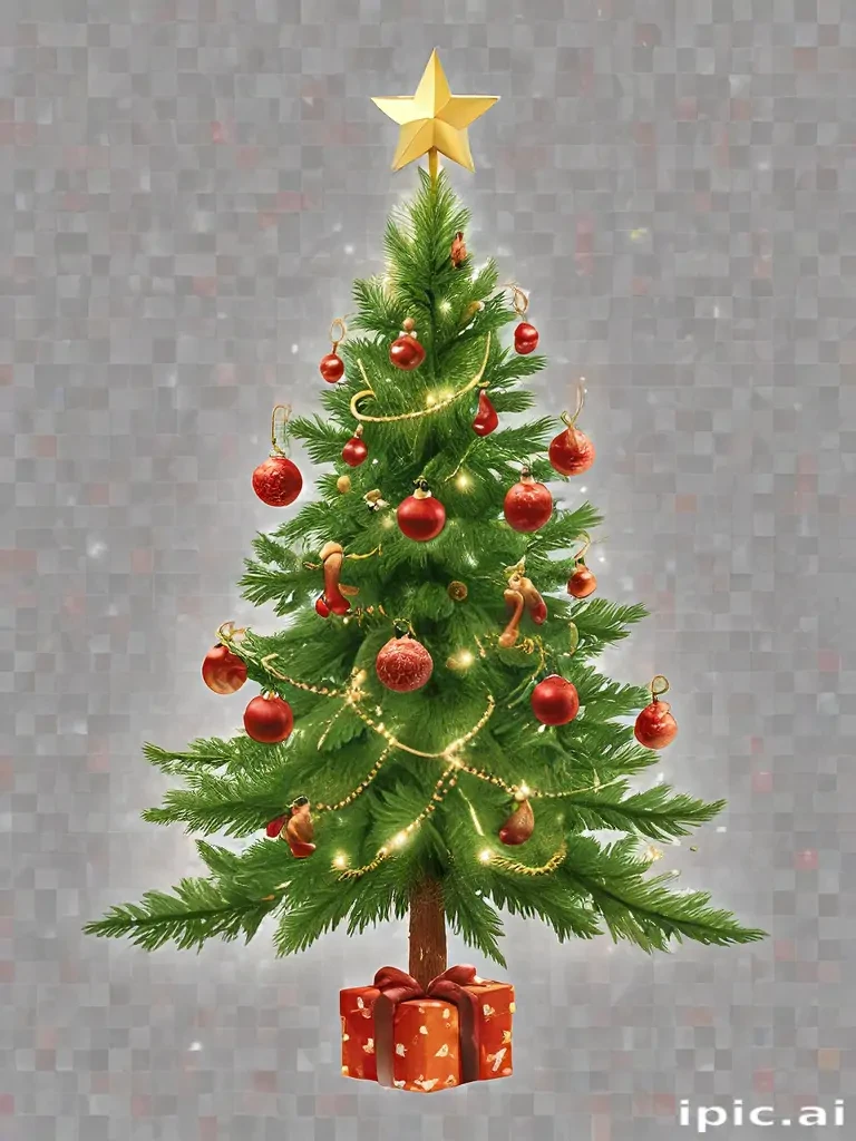 A Festively Decorated Christmas Tree with Ornaments and Twinkling Lights.
