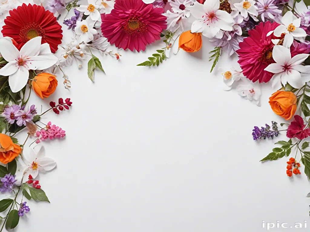 white background with flowers