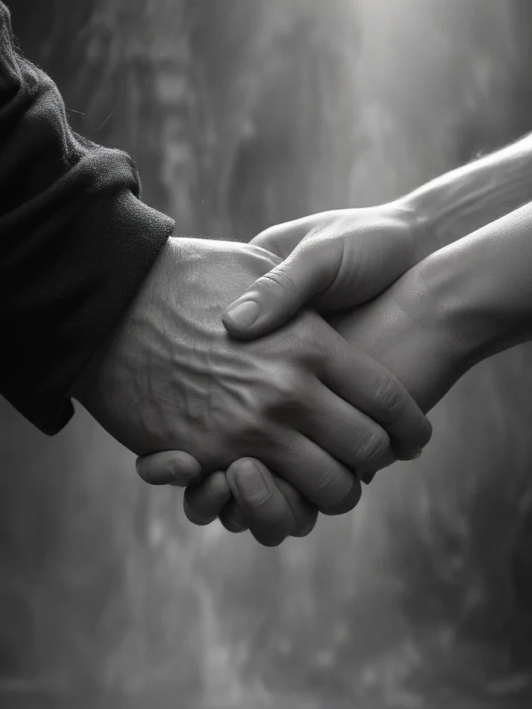 handshake black and white