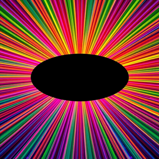 create a vibrant radial burst background with a black oval center, using a DSLR camera with a 24mm lens, aperture f/8, ISO 100, shot from a straight-on view to enhance depth and color saturation.