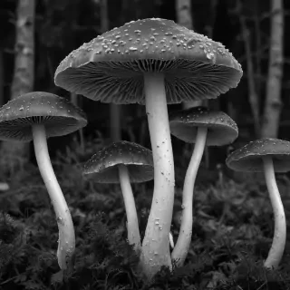 mushroom black and white