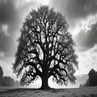 oak tree clipart black and white