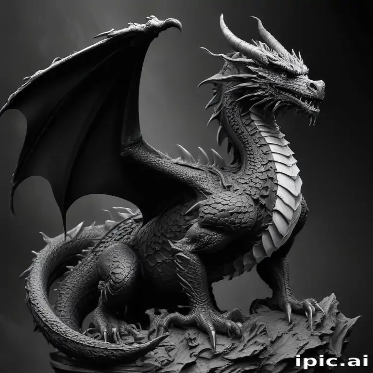 dragon black and white