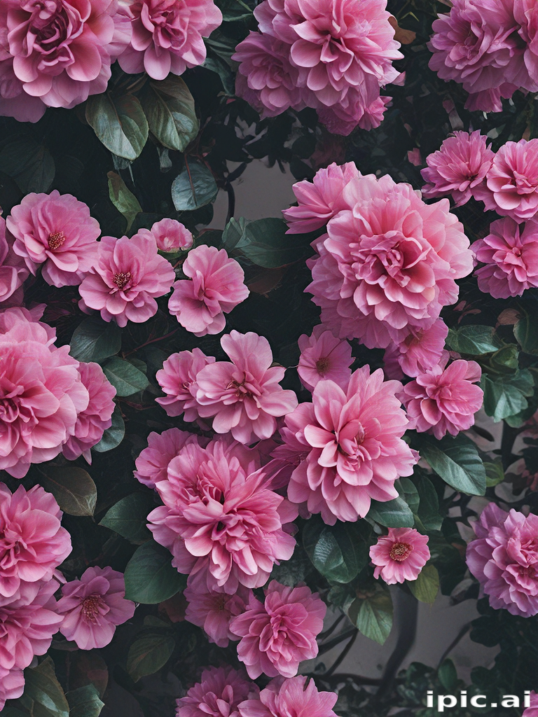 Vibrant Pink Flowers Blooming Abundantly Against a Lush Green Background