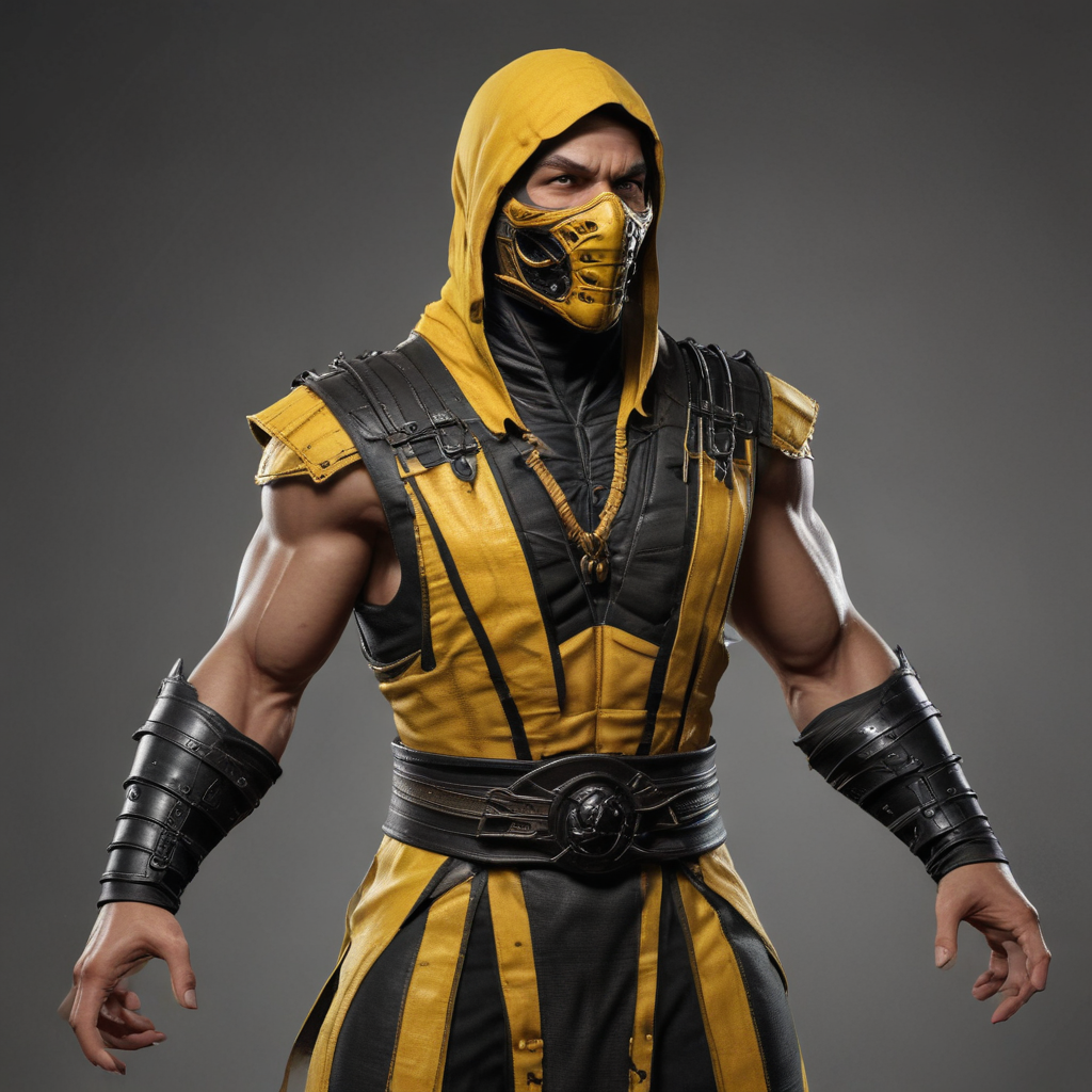 scorpion character from mortal kombat game realistic