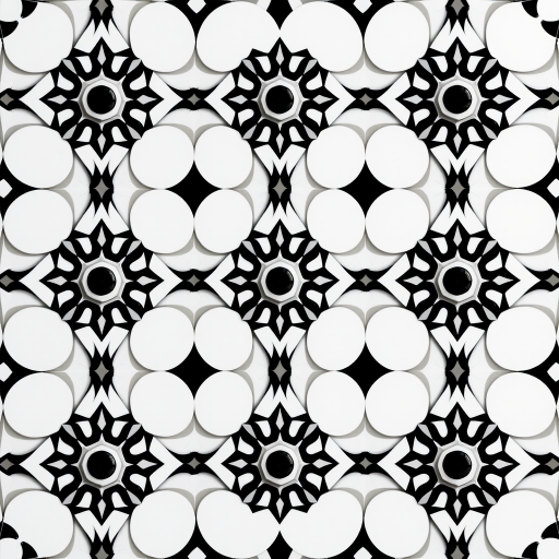Create a high-resolution black and white geometric pattern featuring diamonds and circles, with a symmetrical arrangement, captured with a DSLR camera at f/8 aperture, ISO 100, 50mm lens, from a top-down view to enhance clarity and detail.
