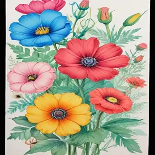 color drawing flowers