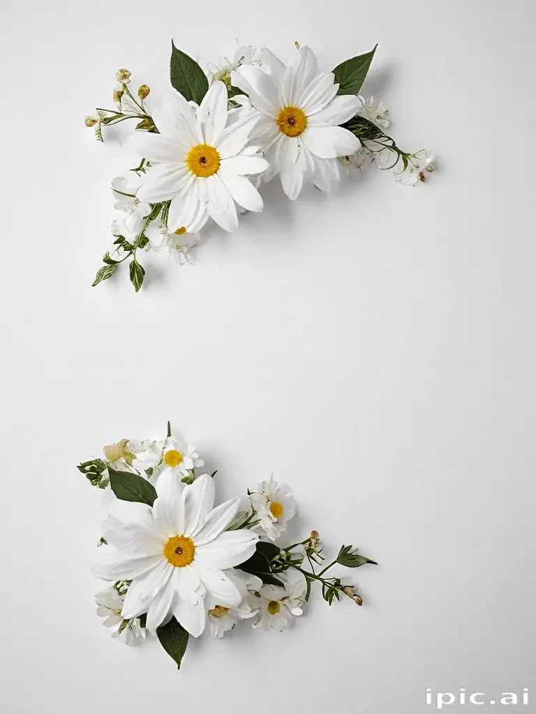 white background with flowers