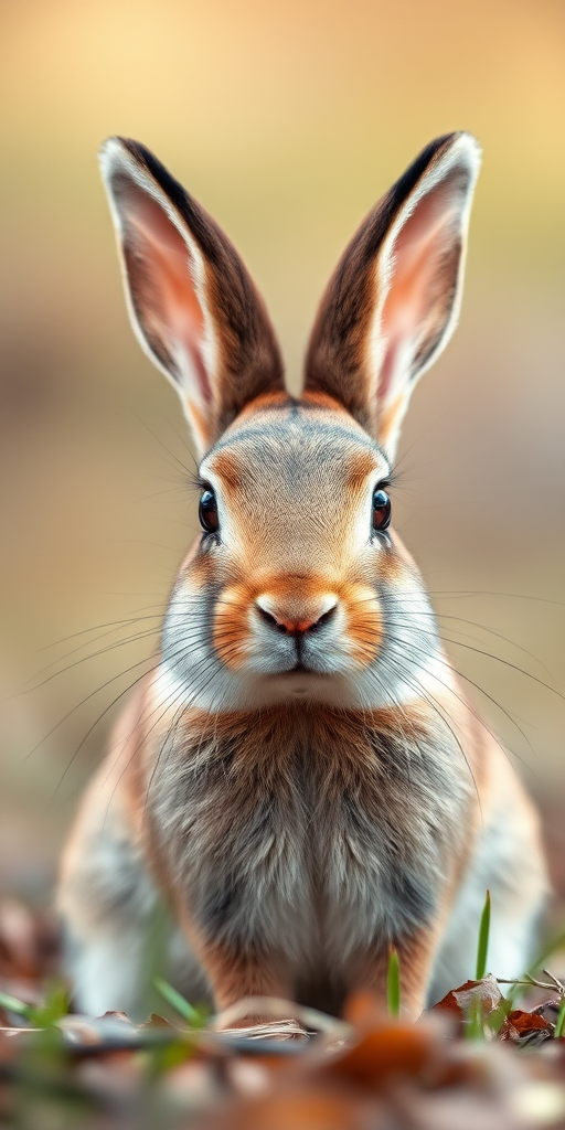 A close-up of a rabbit sitting in a natural setting, soft focus background, natural lighting, f/2.8 aperture, 50mm lens, ISO 200, shallow depth of field, DSLR camera.