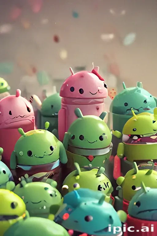 Colorful Collection of Cute Android Figures Celebrating with Joyful ...