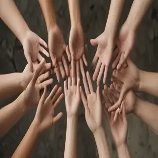 hands reaching