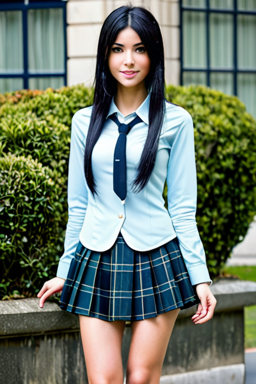 long legs  schoolgirl beautiful schoolgirl, long black hair, long legs