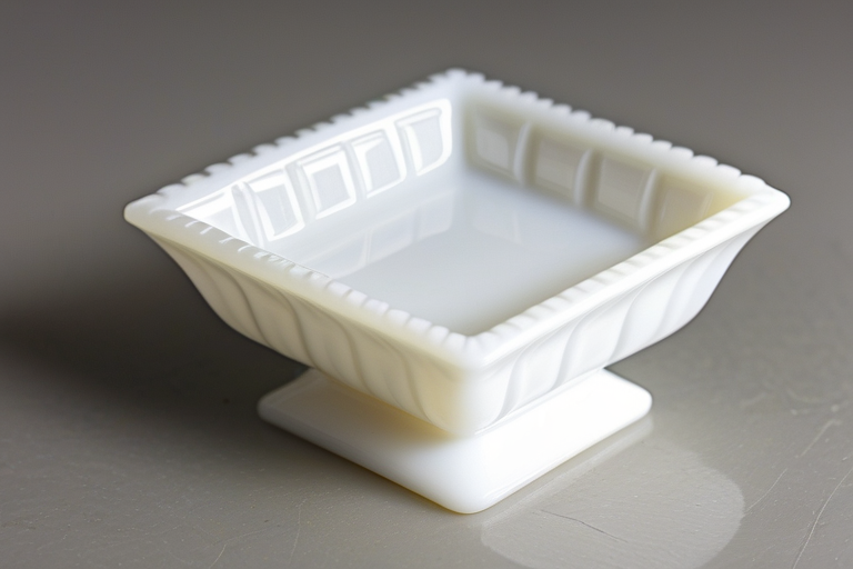 milk glass square candy dish