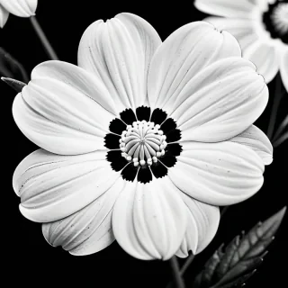 black and white flower