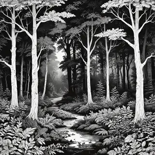 forest clipart black and white